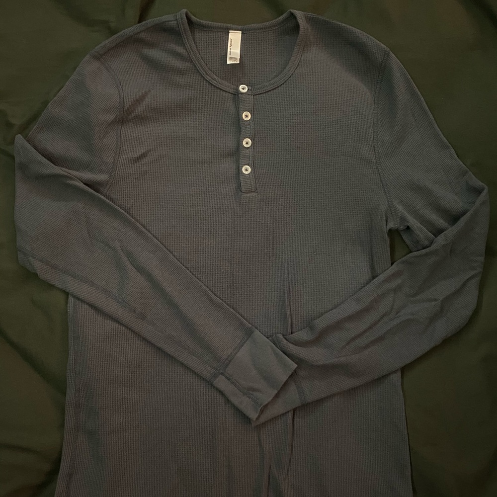 American Apparel Navy Blue Thermal Henley